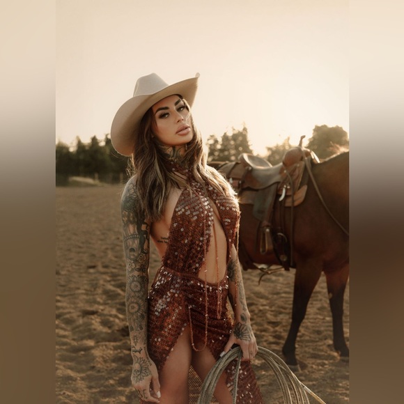 12th Tribe Sequin Bronze Backless Dress - Picture 6 of 10